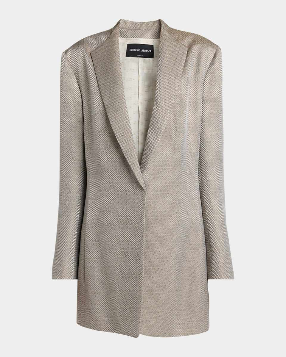 Micro Jacquard Single-Breasted Blazer